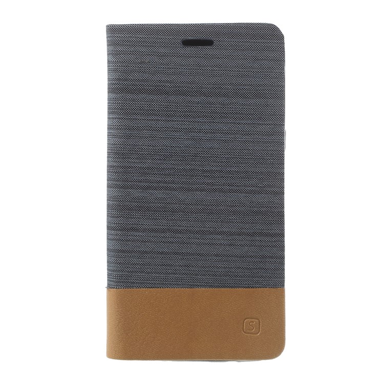 Bi-color Canvas Leather Card Holder Flip Case for Samsung Galaxy J5 (2017) - Dark Grey-2