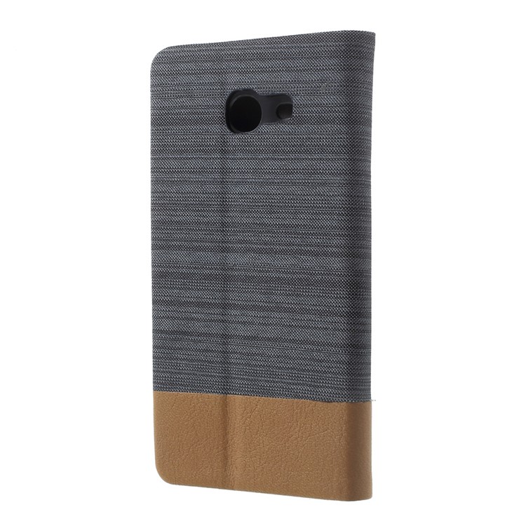 Bi-color Canvas Leather Card Holder Flip Case for Samsung Galaxy J5 (2017) - Dark Grey-3