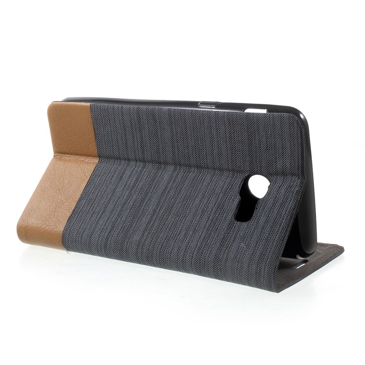 Bi-color Canvas Leather Card Holder Flip Case for Samsung Galaxy J5 (2017) - Dark Grey-4