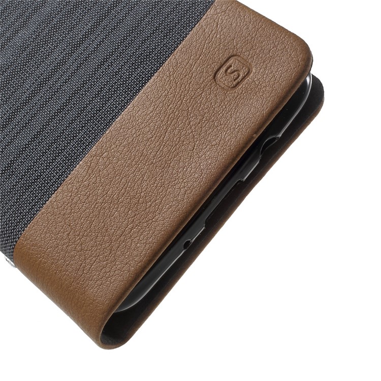 Bi-color Canvas Leather Card Holder Flip Case for Samsung Galaxy J5 (2017) - Dark Grey-8