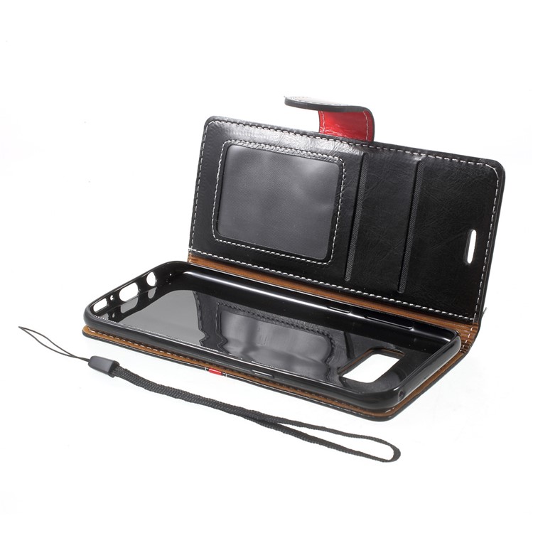 Elegant Series Leather Wallet Stand Case with Strap for Samsung Galaxy S8 SM-G950 - Black-6
