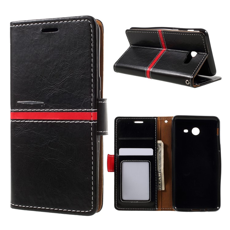 For Samsung Galaxy J5 (2017) Graceful Series Stitching Leather Wallet Phone Case - Black-1