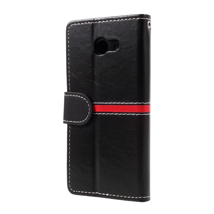 For Samsung Galaxy J5 (2017) Graceful Series Stitching Leather Wallet Phone Case - Black-2