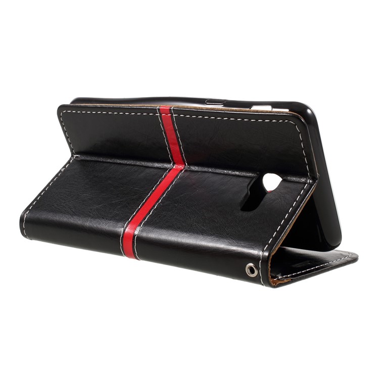 For Samsung Galaxy J5 (2017) Graceful Series Stitching Leather Wallet Phone Case - Black-5