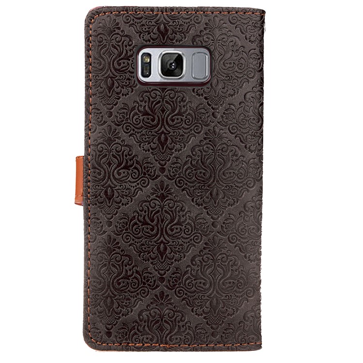 Damask Pattern Imprinted PU Leather Wallet Case for Samsung Galaxy S8 G950 - Black-3