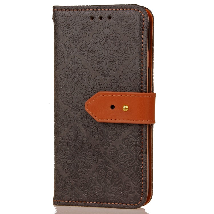 Damask Pattern Imprinted PU Leather Wallet Case for Samsung Galaxy S8 G950 - Black-4
