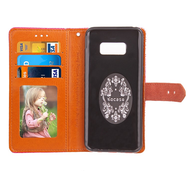 Damask Pattern Imprinted PU Leather Wallet Case for Samsung Galaxy S8 G950 - Black-6