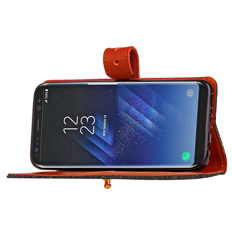 Damask Pattern Imprinted PU Leather Wallet Case for Samsung Galaxy S8 G950 - Black-7