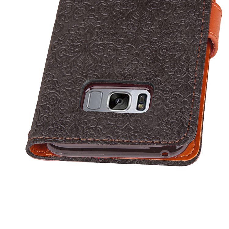 Damask Pattern Imprinted PU Leather Wallet Case for Samsung Galaxy S8 G950 - Black-8