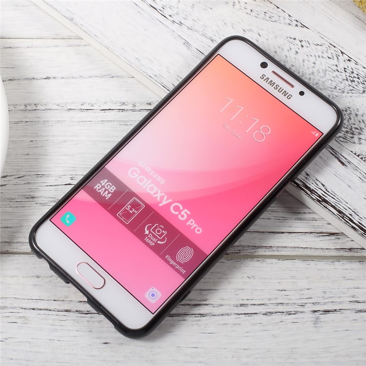 Matte Anti-fingerprint Soft TPU Protective Case for Samsung Galaxy C5 Pro - Black-2