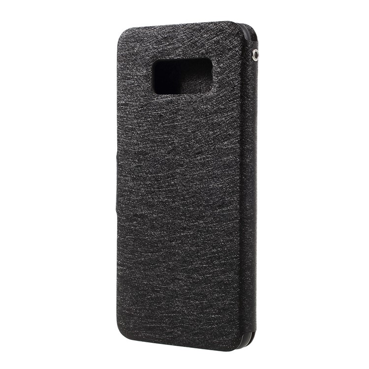 Silk Texture Flip Leather Card Holder Phone Case with Stand for Samsung Galaxy S8 SM-G950 - Black-2