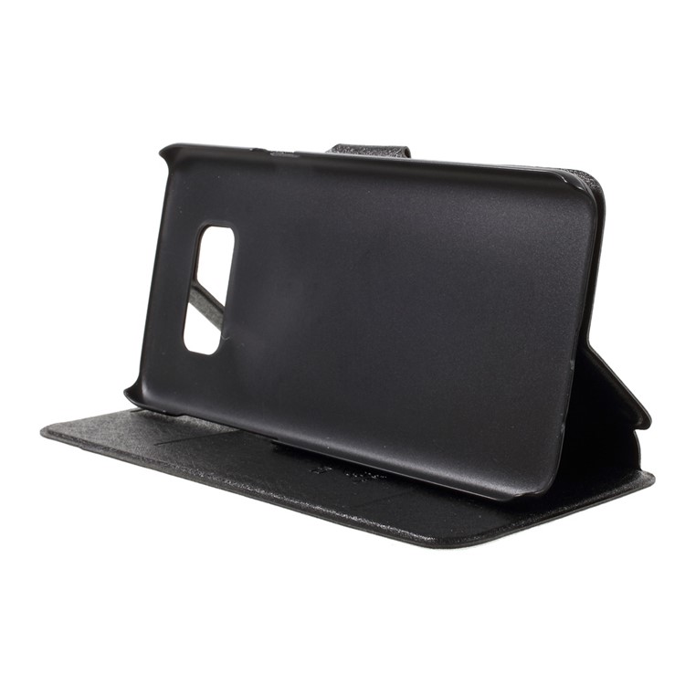 Silk Texture Flip Leather Card Holder Phone Case with Stand for Samsung Galaxy S8 SM-G950 - Black-4
