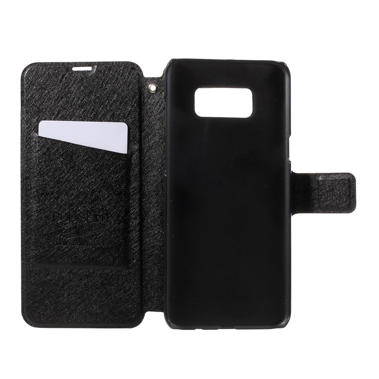 Silk Texture Flip Leather Card Holder Phone Case with Stand for Samsung Galaxy S8 SM-G950 - Black-6