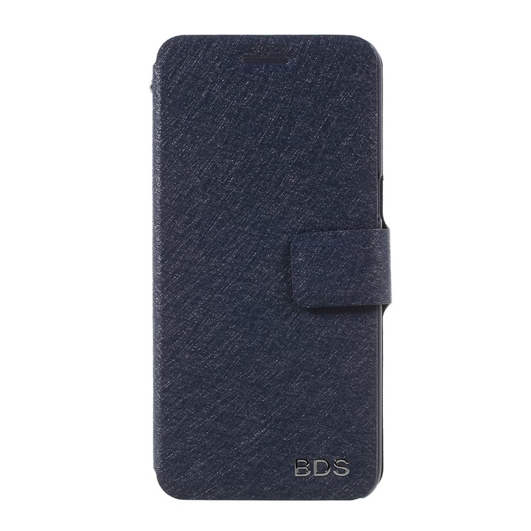 For Samsung Galaxy S8 SM-G950 Silk Texture Flip Leather Card Holder Phone Case with Stand - Dark Blue-1
