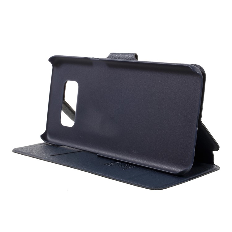 For Samsung Galaxy S8 SM-G950 Silk Texture Flip Leather Card Holder Phone Case with Stand - Dark Blue-4