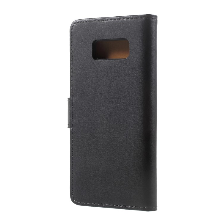 Genuine Split Leather Wallet Stand Phone Case for Samsung Galaxy S8 SM-G950 - Black-3