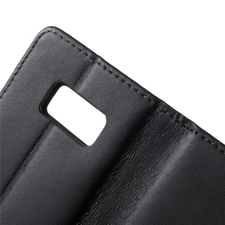 Genuine Split Leather Wallet Stand Phone Case for Samsung Galaxy S8 SM-G950 - Black-7