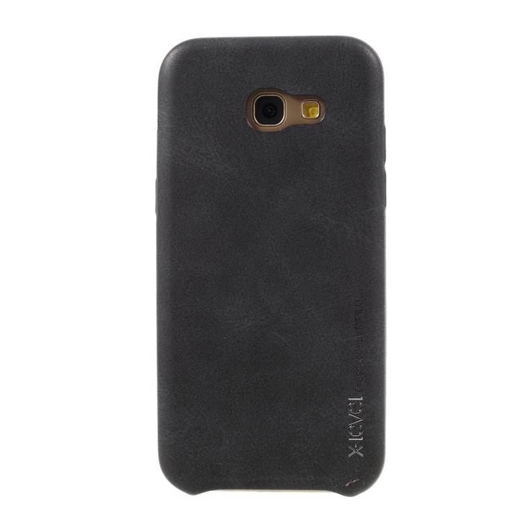 X-LEVEL Vintage Series Hard Phone Case for Samsung Galaxy A5 (2017) A520 (PU Leather + PC) - Black-2