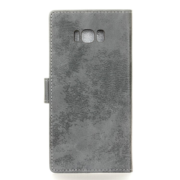 Vintage Style Wallet Leather Cell Phone Case for Samsung Galaxy S8 Plus G955 - Grey-3
