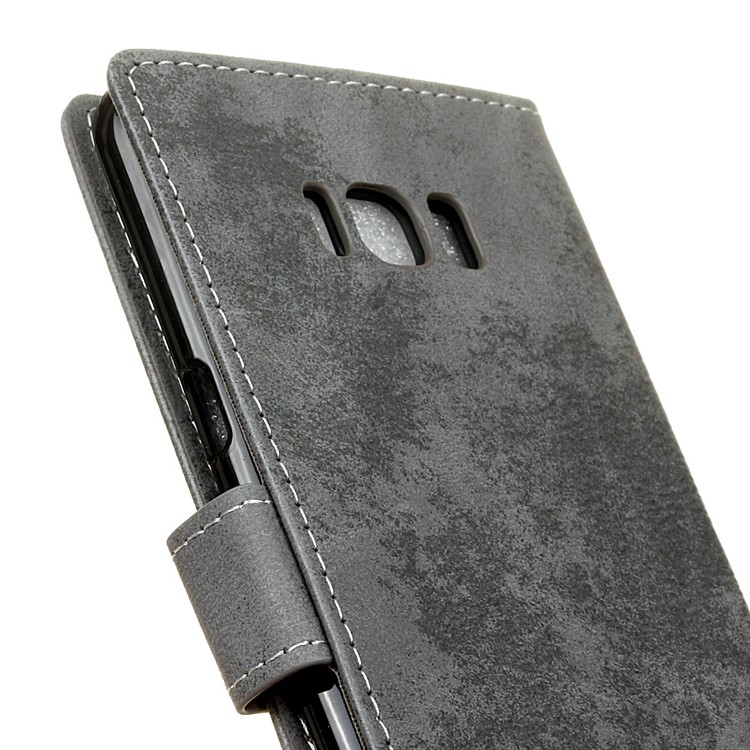 Vintage Style Wallet Leather Cell Phone Case for Samsung Galaxy S8 Plus G955 - Grey-4