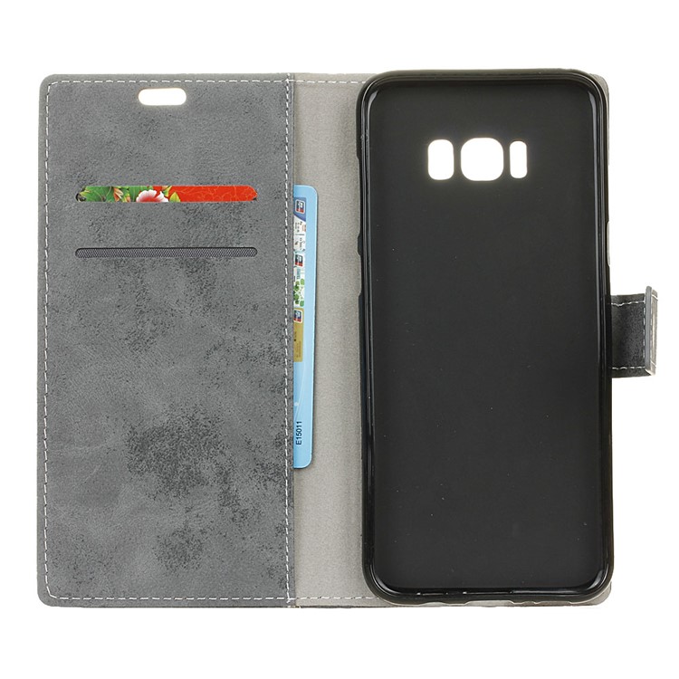 Vintage Style Wallet Leather Cell Phone Case for Samsung Galaxy S8 Plus G955 - Grey-5