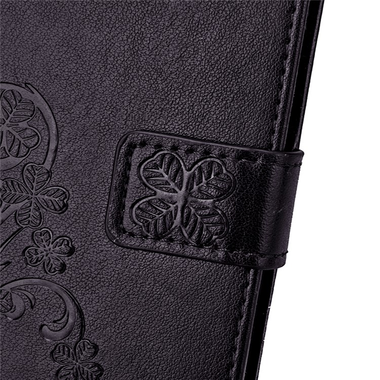 Four-leaf Clover Imprinted Leather Mobile Case with Strap for Samsung Galaxy A3 SM-A310F (2016) - Black-11