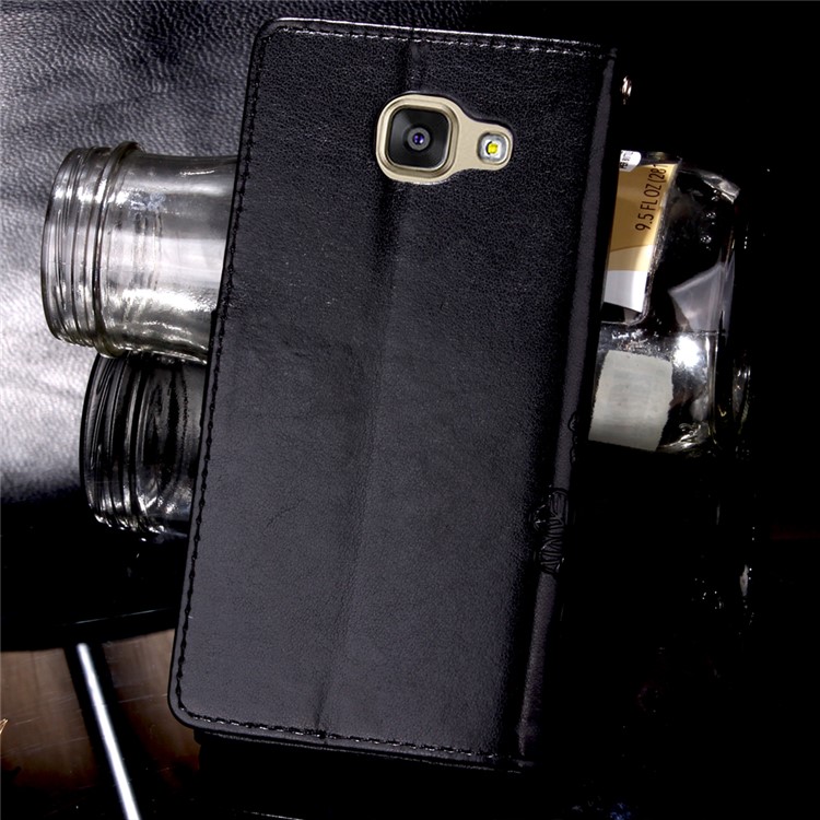 Four-leaf Clover Imprinted Leather Mobile Case with Strap for Samsung Galaxy A3 SM-A310F (2016) - Black-15