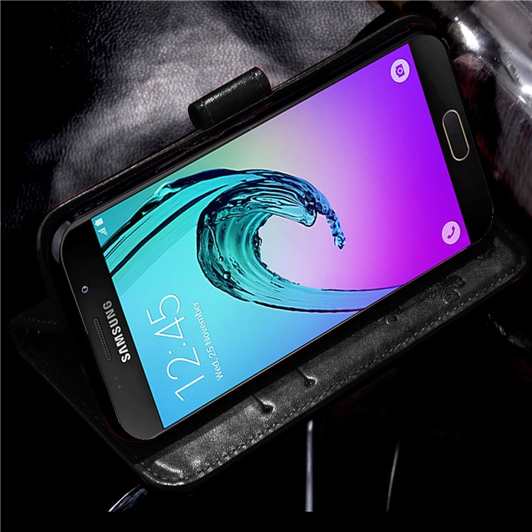 Four-leaf Clover Imprinted Leather Mobile Case with Strap for Samsung Galaxy A3 SM-A310F (2016) - Black-17