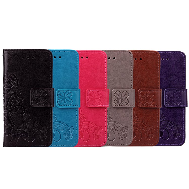 Four-leaf Clover Imprinted Leather Mobile Case with Strap for Samsung Galaxy A3 SM-A310F (2016) - Black-18