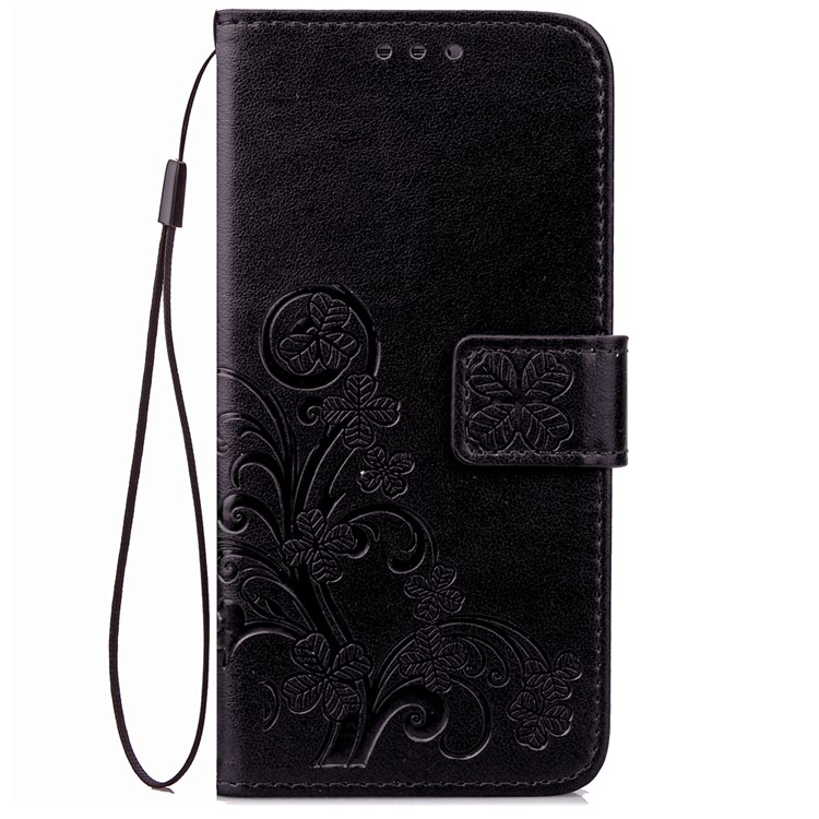 Four-leaf Clover Imprinted Leather Mobile Case with Strap for Samsung Galaxy A3 SM-A310F (2016) - Black-2