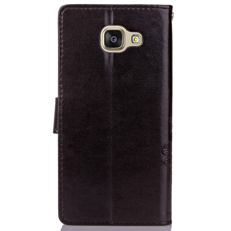 Four-leaf Clover Imprinted Leather Mobile Case with Strap for Samsung Galaxy A3 SM-A310F (2016) - Black-3