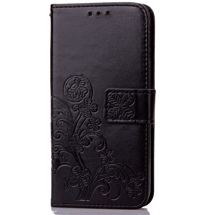 Four-leaf Clover Imprinted Leather Mobile Case with Strap for Samsung Galaxy A3 SM-A310F (2016) - Black-4