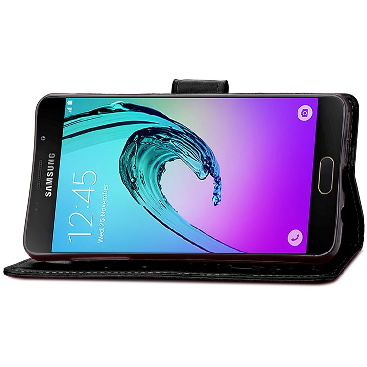 Four-leaf Clover Imprinted Leather Mobile Case with Strap for Samsung Galaxy A3 SM-A310F (2016) - Black-7