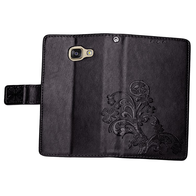 Four-leaf Clover Imprinted Leather Mobile Case with Strap for Samsung Galaxy A3 SM-A310F (2016) - Black-9