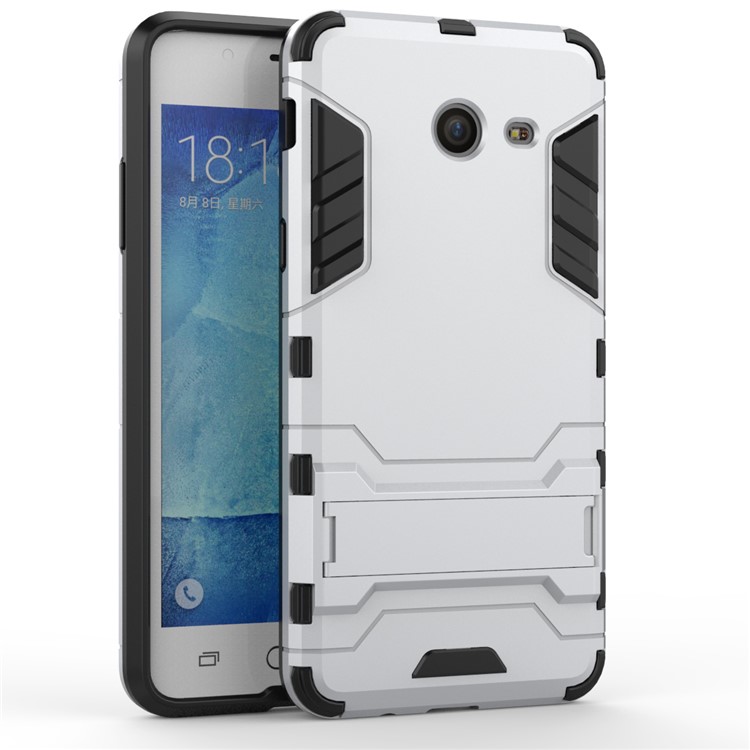 Cool Guard Plastic TPU Hybrid Phone Case with Kickstand for Samsung Galaxy J5 (2017) - Silver-2