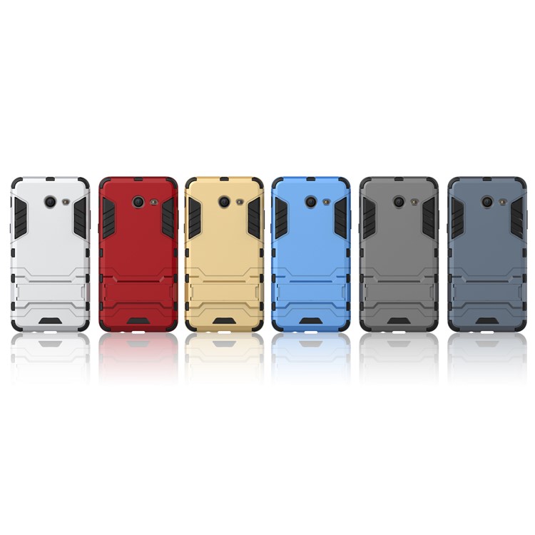Cool Guard Plastic TPU Hybrid Phone Case with Kickstand for Samsung Galaxy J5 (2017) - Silver-3