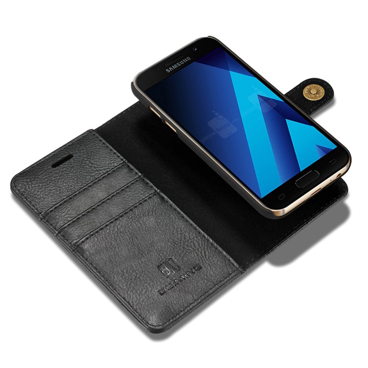 DG.MING for Samsung Galaxy A3 (2017) Detachable 2 in 1 Wallet Split Leather Case Accessory - Black-11