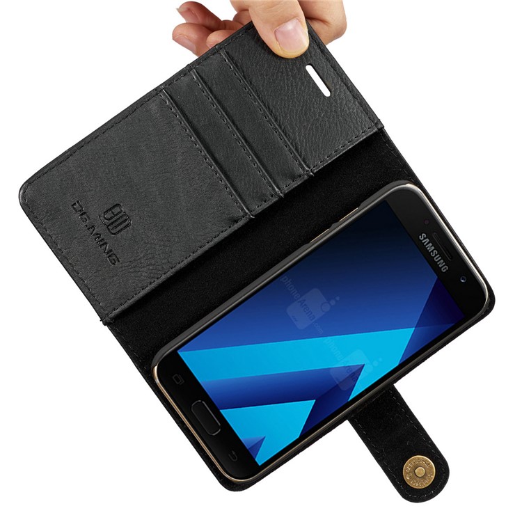 DG.MING for Samsung Galaxy A3 (2017) Detachable 2 in 1 Wallet Split Leather Case Accessory - Black-16