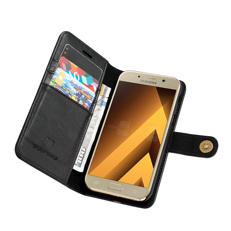 DG.MING Detachable 2 in 1 Wallet Split Leather Phone Case for Samsung Galaxy A5 (2017) A520 - Black-9