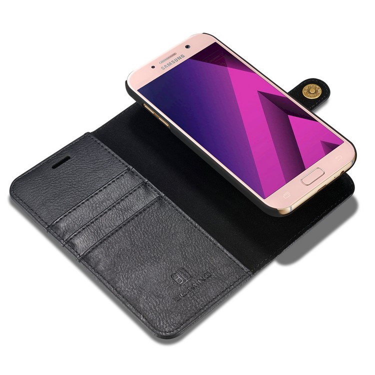 DG.MING Detachable 2 in 1 Split Leather Wallet Case for Samsung Galaxy A7 (2017) A720 - Black-11