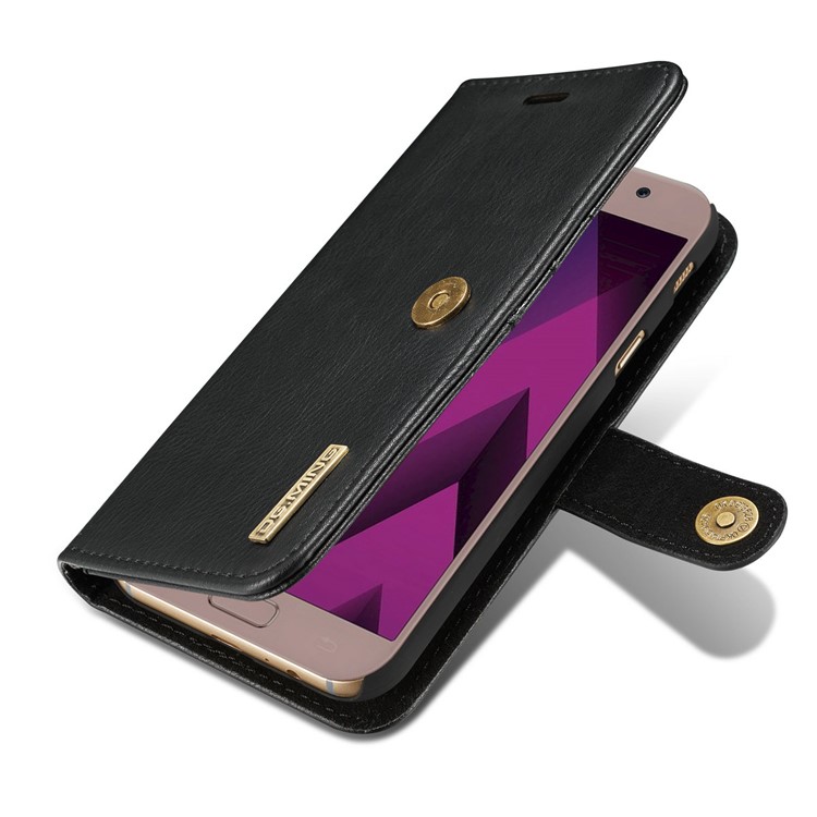 DG.MING Detachable 2 in 1 Split Leather Wallet Case for Samsung Galaxy A7 (2017) A720 - Black-12