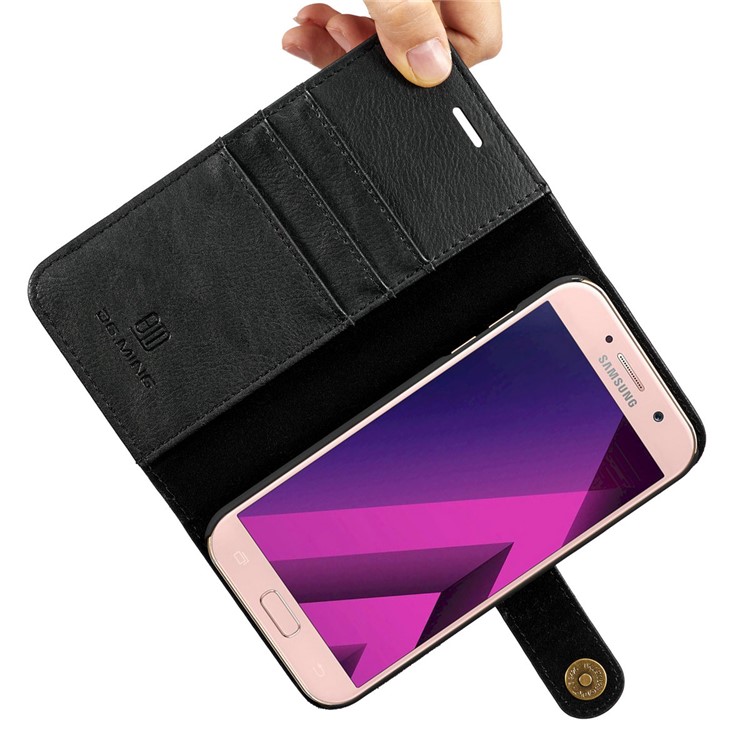 DG.MING Detachable 2 in 1 Split Leather Wallet Case for Samsung Galaxy A7 (2017) A720 - Black-16