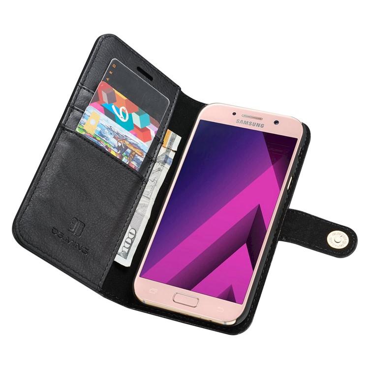 DG.MING Detachable 2 in 1 Split Leather Wallet Case for Samsung Galaxy A7 (2017) A720 - Black-9