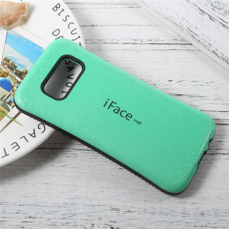 IFACE MALL Mosaic PC + TPU Hybrid Cell Phone Case for Samsung Galaxy S8+ SM-G955 - Cyan-3