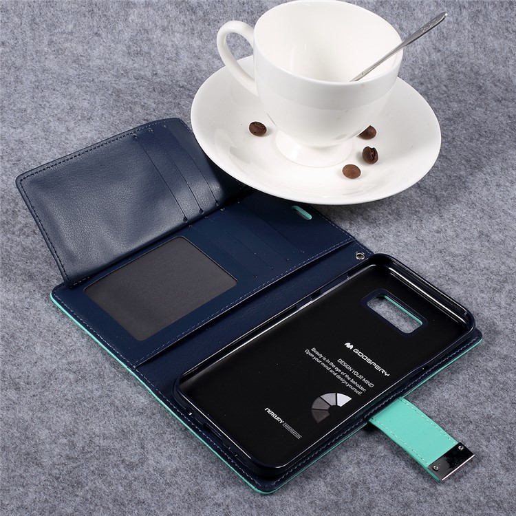 MERCURY GOOSPERY Rich Diary Leather Magnetic Cover for Samsung S8+ G955 - Cyan-5