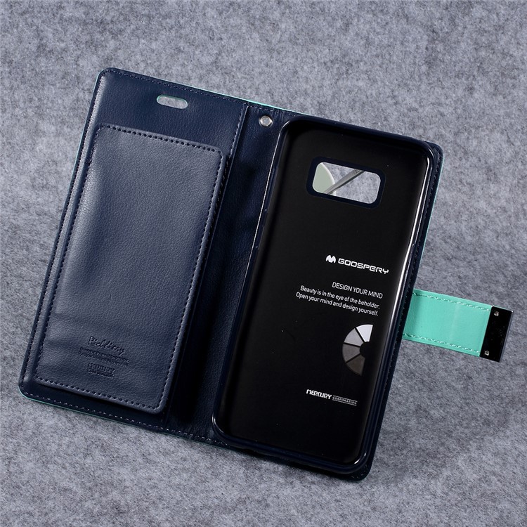 MERCURY GOOSPERY Rich Diary Leather Magnetic Cover for Samsung S8+ G955 - Cyan-7