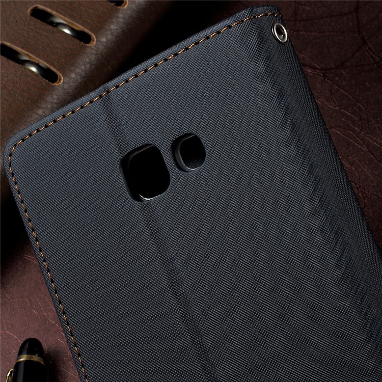 ROAR KOREA Twill Grain Wallet Leather Mobile Case for Samsung Galaxy A5 (2017) A520 - Black-8