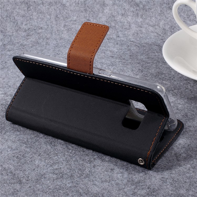 ROAR KOREA Twill Grain PU Leather Phone Case for Samsung Galaxy S8 - Black-7