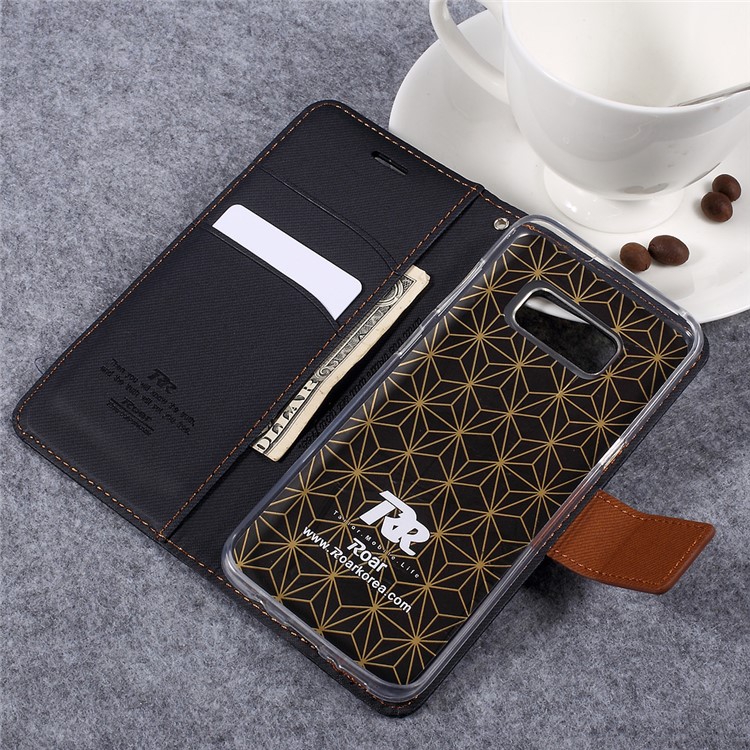 ROAR KOREA Twill Grain PU Leather Phone Case for Samsung Galaxy S8 - Black-8
