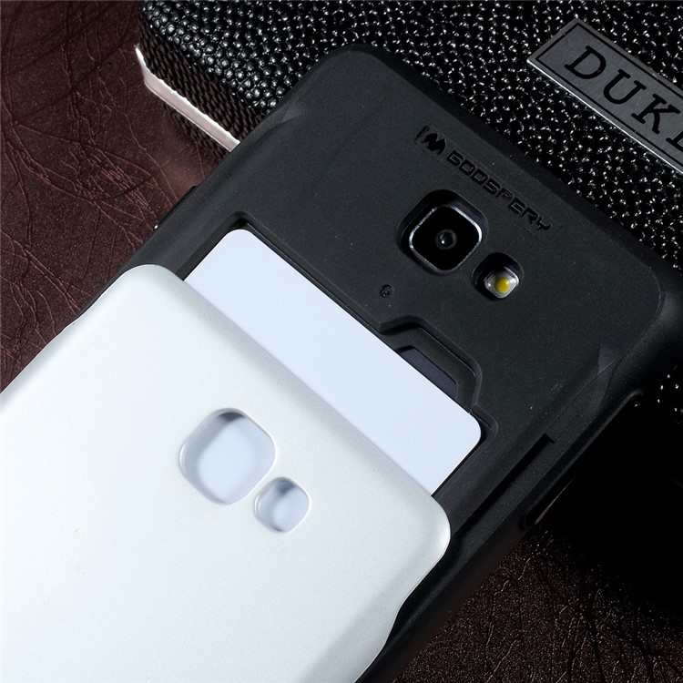 MERCURY GOOSPERY Sky Slide Card Holder PC TPU Hybrid Case for Samsung Galaxy J7 Prime/On7 2016 - Silver-6